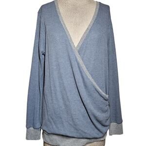 Blue Waffle Knit Top Size Medium